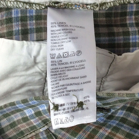 Tommy Bahama Linen Blend Shorts Men's Sz 32 Blue Plaid Casual Beach Travel Sport - Picture 6 of 10